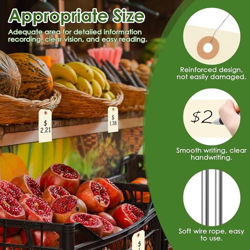 300 قطعة من العلامات مع الأسلاك، 4 3/4 بوصة × 2 3/8 بوصة علامات شحن فارغة علامات سلك الأسعار للكتابة عليها، ملصقات شحن المعدات مانيلا علامات تعليق مع سلسلة لإصلاح المخزون وآلات قطع غيار ملابس المرآب والأمتعة in Kuwait