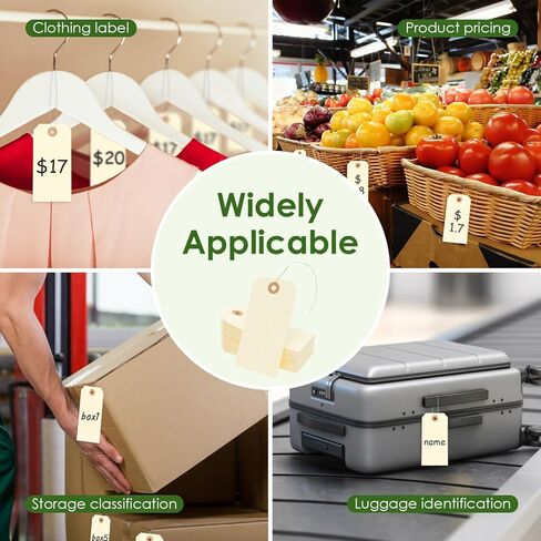 300 قطعة من العلامات مع الأسلاك، 4 3/4 بوصة × 2 3/8 بوصة علامات شحن فارغة علامات سلك الأسعار للكتابة عليها، ملصقات شحن المعدات مانيلا علامات تعليق مع سلسلة لإصلاح المخزون وآلات قطع غيار ملابس المرآب والأمتعة in Kuwait