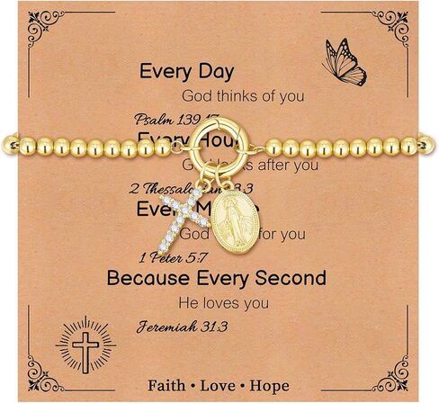 Womens Gold Beaded Cross Bracelet - 14k Gold Plated Baroque Pearl Zircon Cross Bracelets,Non Tarnish Religious Jewelry Pulseras Para Mujer,Catholic Confirmation Baptism Easter Gifts for Woman in Kuwait