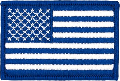 Blue & White American Flag Embroidered Patch 2" x 3.375" (Hook-Fastener) in Saudi Arabia