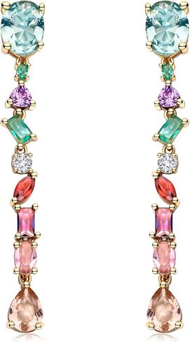 أقراط طويلة متدلية من الكريستال للنساء لحفلات الزفاف الملونة بحجر الراين مكعب زركونيا أقراط متدلية للنساء والأم والزوجة in Kuwait