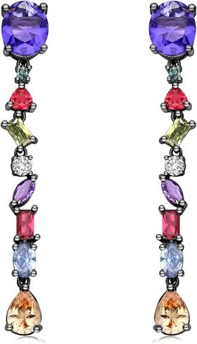 Long Crystal Dangle Earrings for Women Wedding Bridal Colorful Rhinestone Cubic Zirconia Drop Earrings for women Mom Wife in Saudi Arabia
