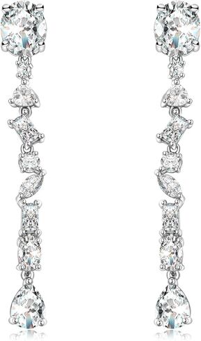 Long Crystal Dangle Earrings for Women Wedding Bridal Colorful Rhinestone Cubic Zirconia Drop Earrings for women Mom Wife in Saudi Arabia