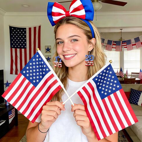 أقراط الرابع من يوليو للنساء، حلق يوم الاستقلال الوطني، إكسسوارات أقراط أكريليك للذكرى السنوية الـ 250 للولايات المتحدة الأمريكية لفكرة هدية in Kuwait