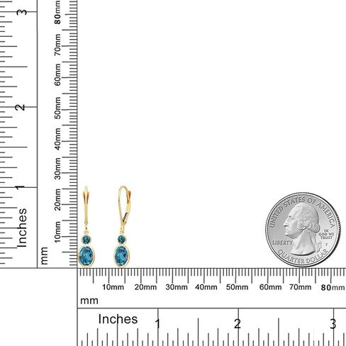 Gem Stone King 14K Yellow Gold London Blue Topaz Dangle Earrings for Women | 2.26 Cttw | Gemstone November Birthstone | Oval 7X5MM in Saudi Arabia