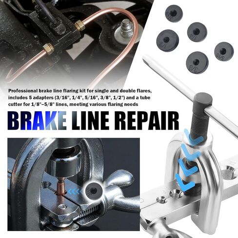 25Ft 1/4 & 3/16 Brake Line Kit,Copper Plated Brake Line Repair Kit Includes Single/Double Brakes Lines Flaring Tool Kits & 32 Inverted Fittings,Professional Brakes Lines Flare Tool Kits in Saudi Arabia