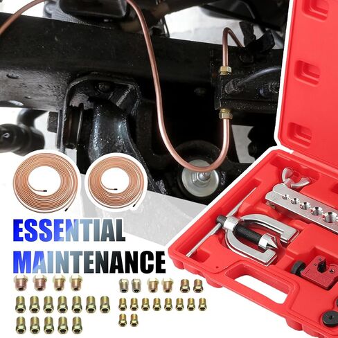 25Ft 1/4 & 3/16 Brake Line Kit,Copper Plated Brake Line Repair Kit Includes Single/Double Brakes Lines Flaring Tool Kits & 32 Inverted Fittings,Professional Brakes Lines Flare Tool Kits in Saudi Arabia