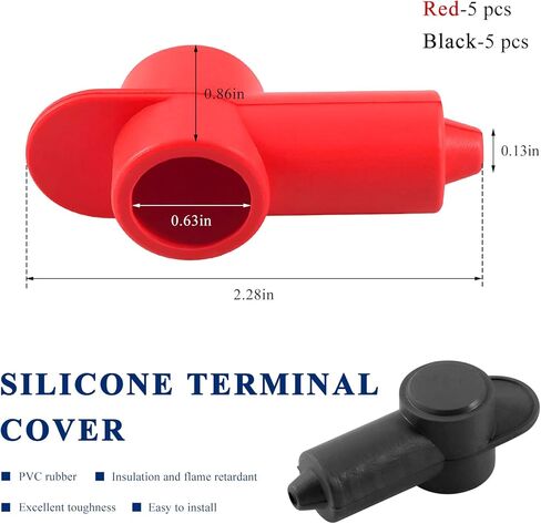 10PCS Silicone Terminal Covers, Terminal Insulating Protector Caps for Alternator Battery Stud Power Junction Blocks, Terminals Stud Cover Insulating Boots Fits 18-10 AWG Wire in Saudi Arabia