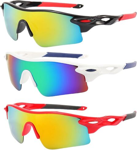 3PACK Kids Sports Sunglasses for Age 3-12,Lightweight Frame Boys Baseball Sunglasses Girls Softball Youth Cycling in Saudi Arabia