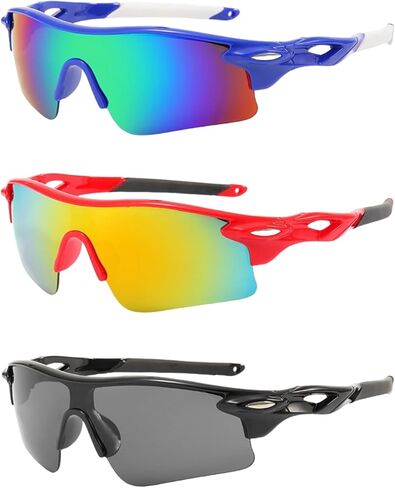 3PACK Kids Sports Sunglasses for Age 3-12,Lightweight Frame Boys Baseball Sunglasses Girls Softball Youth Cycling in Saudi Arabia