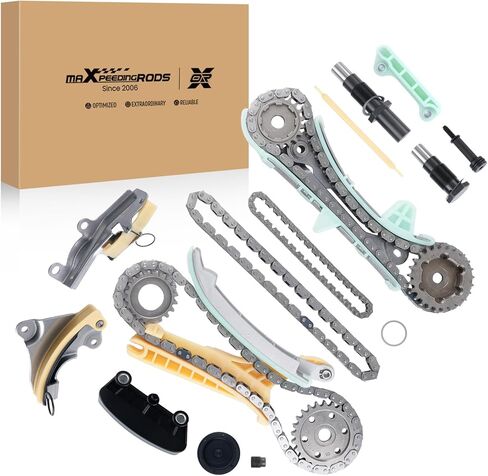 مجموعة سلسلة توقيت المحرك 17 قطعة من maxpeedingrods مع دليل الموتر SOHC V6 4.0L لسيارة Ford Mercury Mazda Explorer 97-09 Ranger 01-09 Mountaineer 98-09 Mustang 05-09 B4000 01-09 يستبدل 9-0398S 76117 in Saudi Arabia