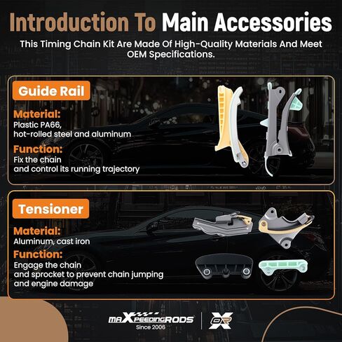 مجموعة سلسلة توقيت المحرك 17 قطعة من maxpeedingrods مع دليل الموتر SOHC V6 4.0L لسيارة Ford Mercury Mazda Explorer 97-09 Ranger 01-09 Mountaineer 98-09 Mustang 05-09 B4000 01-09 يستبدل 9-0398S 76117 in Saudi Arabia