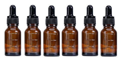 6Pcs 15ml/0.5oz Amber Glass Empty Graduated Refillable Dropper Bottles with Rubber Head and Internal Dropper Essential Oil Containers Cosmetic Sample Vials Dispensers for Aromatherapy in Kuwait