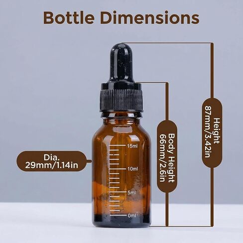 6Pcs 15ml/0.5oz Amber Glass Empty Graduated Refillable Dropper Bottles with Rubber Head and Internal Dropper Essential Oil Containers Cosmetic Sample Vials Dispensers for Aromatherapy in Kuwait