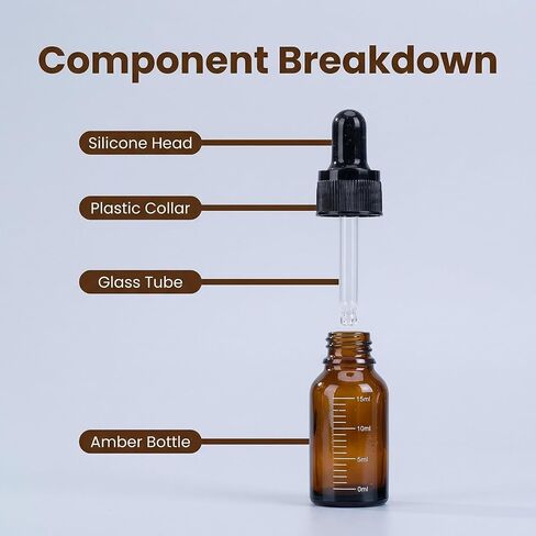 6Pcs 15ml/0.5oz Amber Glass Empty Graduated Refillable Dropper Bottles with Rubber Head and Internal Dropper Essential Oil Containers Cosmetic Sample Vials Dispensers for Aromatherapy in Kuwait