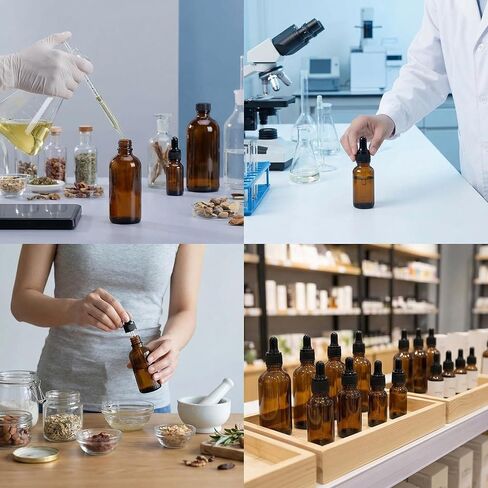 6Pcs 15ml/0.5oz Amber Glass Empty Graduated Refillable Dropper Bottles with Rubber Head and Internal Dropper Essential Oil Containers Cosmetic Sample Vials Dispensers for Aromatherapy in Kuwait