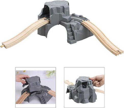 ألعاب قطار السكك الحديدية محاكاة مسار القطار مجموعة نفق اللعب تتضمن مركبات قاطرة مواد خشبية مناسبة للأطفال هدية ديكور المنزل، نفق، 20 × 15 × 14 سم in Kuwait