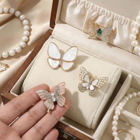 4Pcs Rhinestone Butterfly Brooches Pins for Women, Vintage Elegant Women's Brooches Pins, Crystal Butterfly Brooch Pin Jewelry Large Brooch for Suit Dress Hat Bag in Saudi Arabia