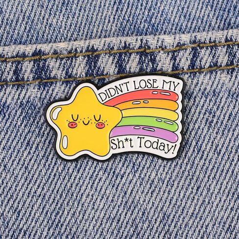 Didn't Lose My Sh*t Today Funny Star Pin Brooch, Rude Humor Enamel Pin, Gift For Sarcastic Sassy Friend Coworker, Rainbow Brooches, Swear Word Lapel Badge, Sarcasm Accessories in Saudi Arabia