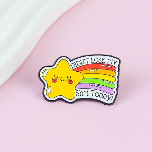 Didn't Lose My Sh*t Today Funny Star Pin Brooch, Rude Humor Enamel Pin, Gift For Sarcastic Sassy Friend Coworker, Rainbow Brooches, Swear Word Lapel Badge, Sarcasm Accessories in Saudi Arabia