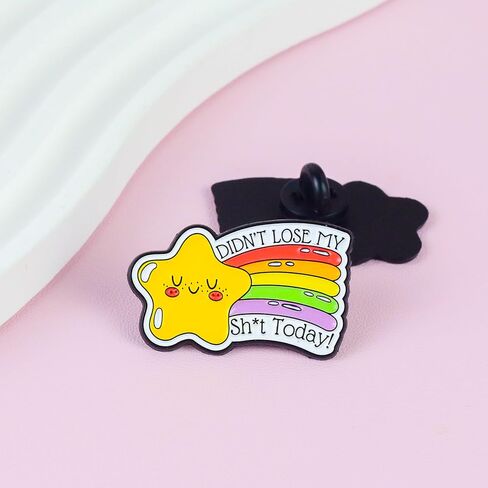 Didn't Lose My Sh*t Today Funny Star Pin Brooch, Rude Humor Enamel Pin, Gift For Sarcastic Sassy Friend Coworker, Rainbow Brooches, Swear Word Lapel Badge, Sarcasm Accessories in Saudi Arabia