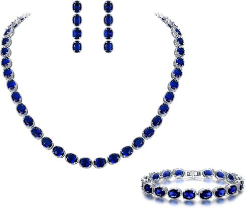 EVER FAITH Women's Bride Jewelry Set Oval Shaped CZ Wedding Necklace Earrings Bracelet Sets Silver-Tone in Saudi Arabia