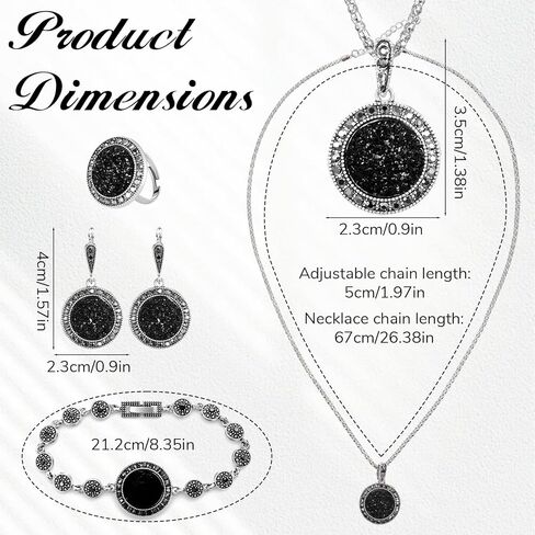 4 Pack Black Jewelry Sets for Women, Rhinestone Women's Jewelry Sets with Necklaces Earrings Bracelet Ring, Black Rhinestone Jewelrys for Valentine's Day Party, Prom, Brides Wedding in Saudi Arabia