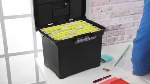 Plastic Storage Bin, Portable File Box, 15" L x 10 7/8" W x 11 1/2" H, Black in Saudi Arabia