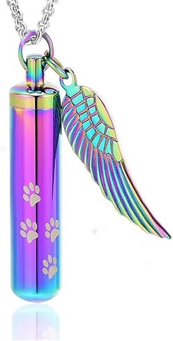 Hearbeingt Cremation Jewelry Urn Necklace for Ashes for Pet, Paw Print Memorial Lockets Ash Jewelry, Cylinder Keepsake Pendant for Human Pet Ashes in Kuwait