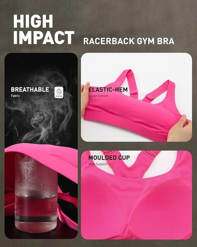 RUNNING GIRL Sports Bras for Women High Support, Adjustable Straps High Impact Racerback Bra with Hook Closure Molded Cup in Saudi Arabia