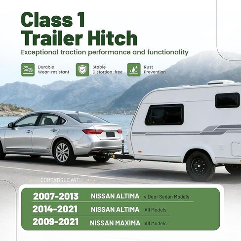 Class 1 1.25" Trailer Hitch Compatible with 2007-2021 Nissan Altima 4 Door Sedan Models/Altima/Maxima 2000LBS Steel Powder Coated Black Rear Trailer Tow Hitch Receiver in Saudi Arabia
