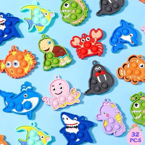 32 Packs Valentine's Day Gifts for Kids Sensory Pop Fidgets Toys Mini Farm Animal Keychains Bulk Party Favors for Toddlers Girls Boys School Classroom Prizes Exchange Birthday Goodie Bag Stuffers in Saudi Arabia
