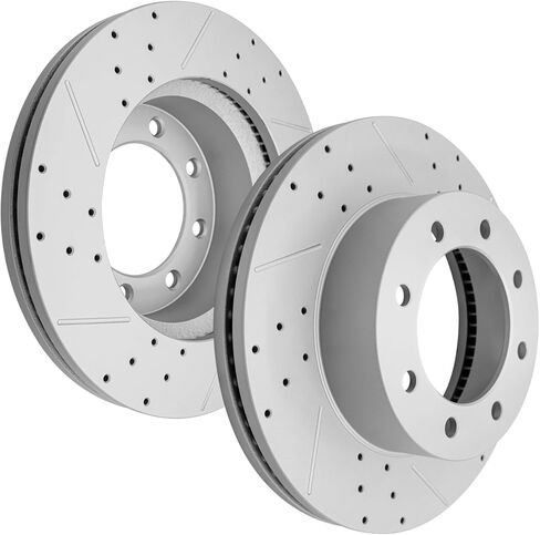 Front Drilled Slotted Brake Disc Rotors Fit for Ford F-250, F-350 Super Duty 2013 2014 2015 2016 2017 2018 2019 2020 2021 2022 2023, F-450 Super Duty 2013-2016 Replacement 14.29inch(363mm) Rotor in Saudi Arabia