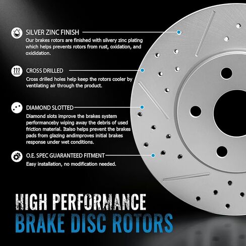 Front Drilled Slotted Brake Disc Rotors Fit for Ford F-250, F-350 Super Duty 2013 2014 2015 2016 2017 2018 2019 2020 2021 2022 2023, F-450 Super Duty 2013-2016 Replacement 14.29inch(363mm) Rotor in Saudi Arabia