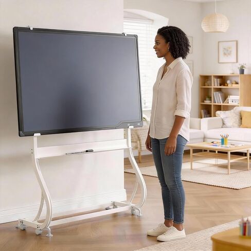 لوحة كتابة LCD متنقلة مع حامل، لوحة كتابة على الوجهين قابلة لإعادة الاستخدام على عجلات، سبورة بيضاء كبيرة للرسائل المحمولة للمكتب والمطعم واللوبي، 60 بوصة in Saudi Arabia