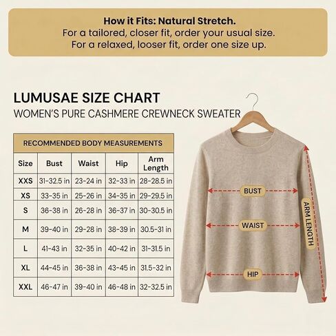 NPIA Certified Original 100% Pure Cashmere Sweater Women | 2-Ply 16 Micron Fine Knit | Lightweight Luxury Crewneck Pullover in Saudi Arabia