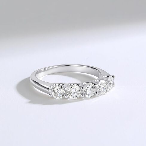 AURALUME Lab Grown Diamond Eternity Band 1.1cttw 5 Stone D Color VVS Clarity 4mm S925 Sterling Silver Anniversary Wedding Rings in Saudi Arabia