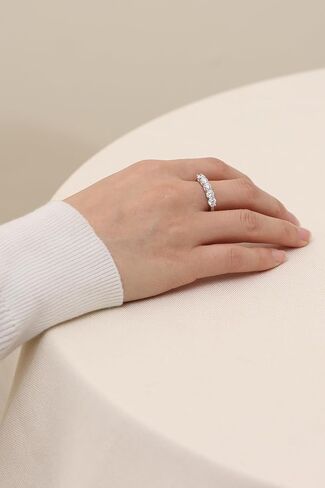 AURALUME Lab Grown Diamond Eternity Band 1.1cttw 5 Stone D Color VVS Clarity 4mm S925 Sterling Silver Anniversary Wedding Rings in Saudi Arabia