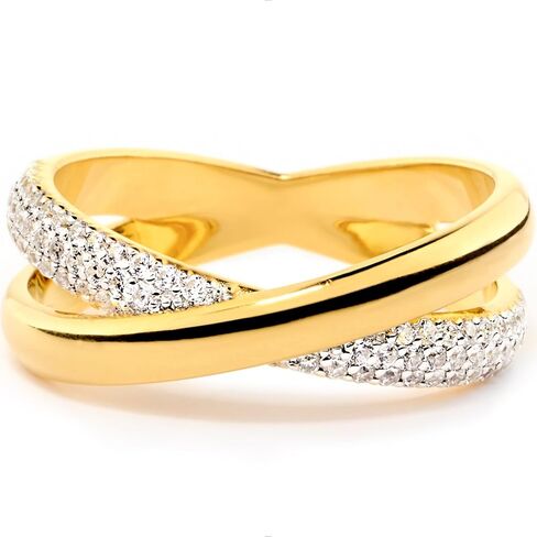 STORYJEWELLERY خواتم مطلية بالذهب للنساء، خاتم X، خاتم متقاطع سميك مطلي بالذهب، خواتم مكتنزة، هدايا لها in Saudi Arabia