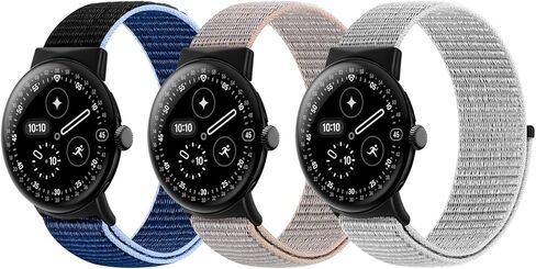 أربطة من النايلون متوافقة مع ساعات Google Pixel Watch 4 3 مقاس 41 ملم/ساعة Google Pixel Watch 2 1، 3 قطع من أساور المعصم البديلة الناعمة وحزام رياضي بحلقة للنساء والرجال in Saudi Arabia