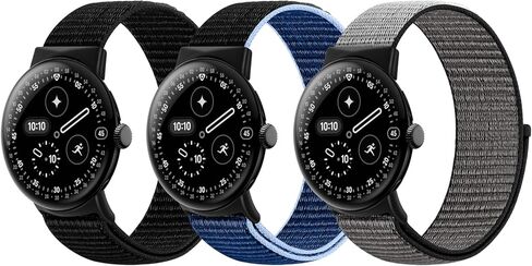 أربطة من النايلون متوافقة مع ساعات Google Pixel Watch 4 3 مقاس 41 ملم/ساعة Google Pixel Watch 2 1، 3 قطع من أساور المعصم البديلة الناعمة وحزام رياضي بحلقة للنساء والرجال in Kuwait