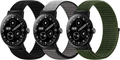 أربطة من النايلون متوافقة مع ساعات Google Pixel Watch 4 3 مقاس 41 ملم/ساعة Google Pixel Watch 2 1، 3 قطع من أساور المعصم البديلة الناعمة وحزام رياضي بحلقة للنساء والرجال in Kuwait