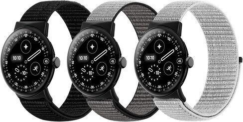 أربطة من النايلون متوافقة مع ساعات Google Pixel Watch 4 3 مقاس 41 ملم/ساعة Google Pixel Watch 2 1، 3 قطع من أساور المعصم البديلة الناعمة وحزام رياضي بحلقة للنساء والرجال in Kuwait