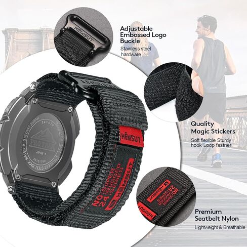 Military Style Watch Strap for Casio Protrek PRG-200/250/500/260/280/550,PRW-2500/3500/5100/5000/510, Nylon Hook & Loop Casio Band in Kuwait