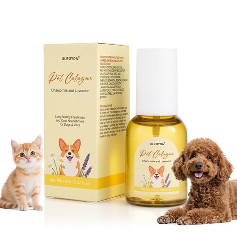 رذاذ العناية للكلاب والقطط، عطر للحيوانات الأليفة، عطر الخوخ الأبيض طويل الأمد، مزيل للروائح الكريهة، يحتوي على مستخلص الخوخ الطبيعي، مناسب للاستخدام بين حمامين، 2.37 أونصة سائلة. in Kuwait