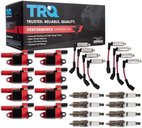 TRQ ملف الإشعال وشمعة الإشعال عدة 17 قطعة شمعات الإشعال إيريديوم متوافقة مع 2006-2008 شيفروليه إمبالا كورفيت 2005-2006 SSR 2006-2007 كاديلاك CTS 2007-2008 إسكاليد in Saudi Arabia