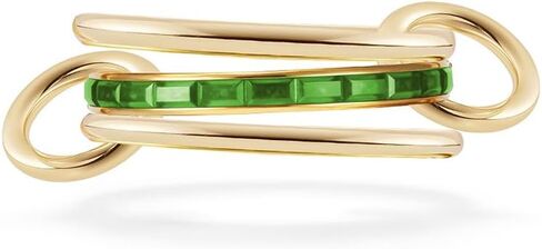 Gold-Tone Interlocked Stackable Rings for Women Men Stainless Steel Dainty Cubic Zirconia Crystal Minimalist Statement Multi-link Ring Unique Two-Toned Connected Thumb Bands Fashion Jewelry Size 6-9 in Saudi Arabia