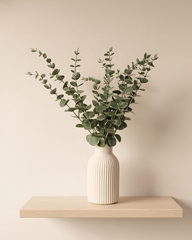 Faux Eucalyptus Stems in Ceramic Vase for Bathroom Counter Decor Artificial Eucalyptus Stems Decor for Coffee Table Fake Greenery Plants for Farmhouse Dining Table Centerpiece Decor in Saudi Arabia
