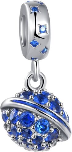 Celestial Star Planet Blue Cubic Zirconia Dangle Charm Compatible with Pandora Charms Bracelets in Saudi Arabia