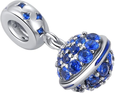 Celestial Star Planet Blue Cubic Zirconia Dangle Charm Compatible with Pandora Charms Bracelets in Saudi Arabia